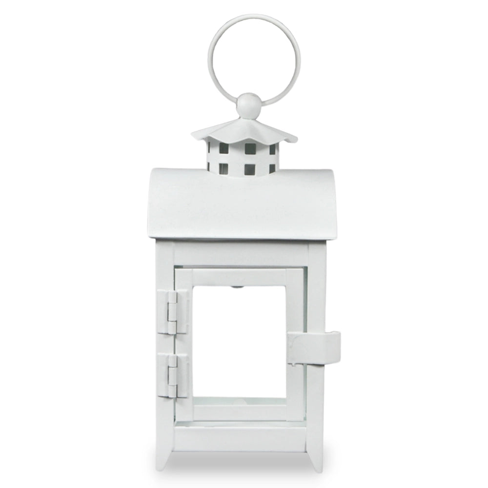 10 lanterne portacandela decorative in metallo bianco quadrate cm 7 x 7 x h20