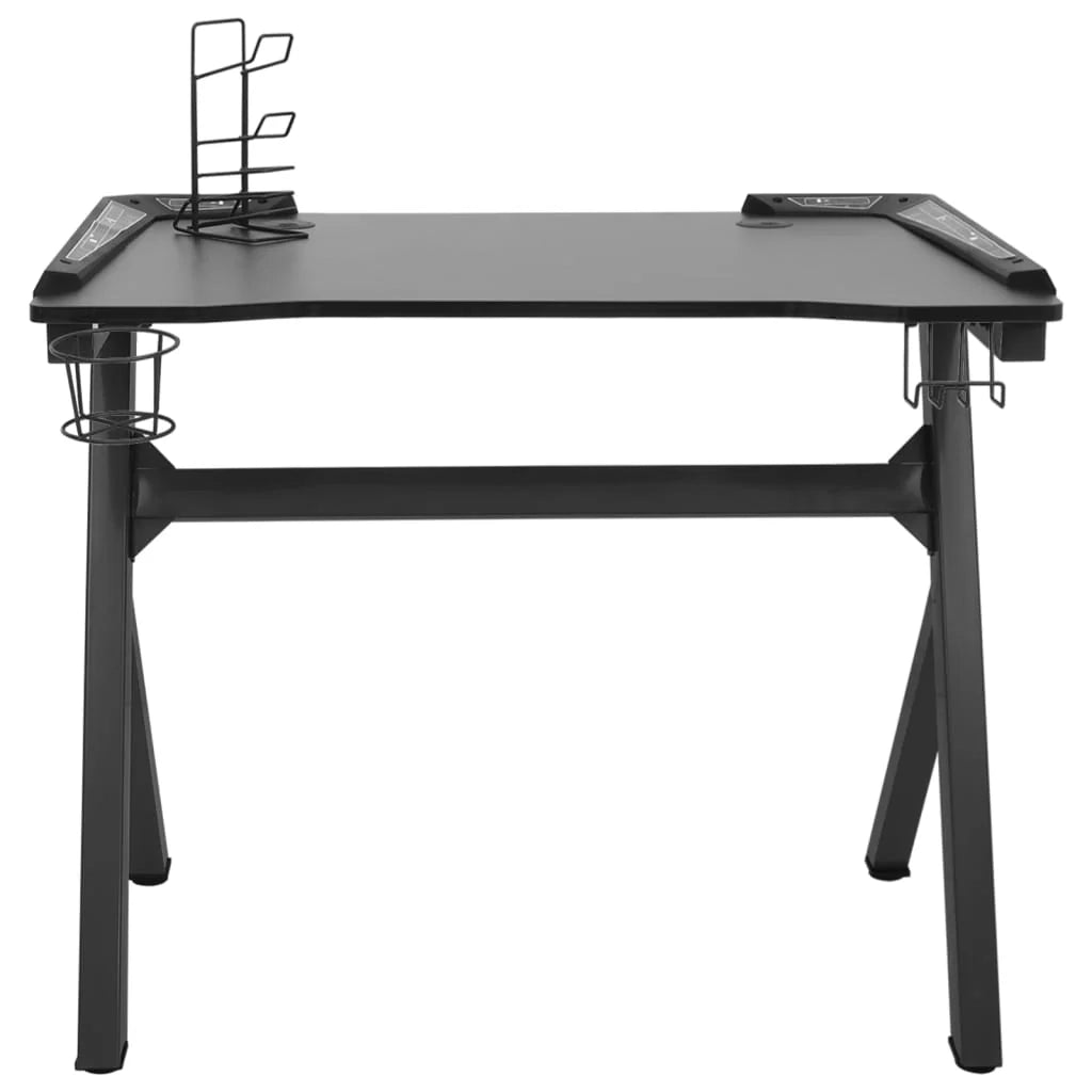 Scrivania LED a Y postazione di lavoro mobile per computer studio scrivania da gioco 110 x 60 x 75 cm nero 02_0023776