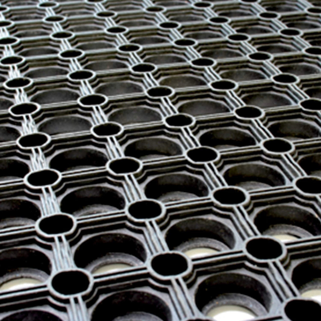 Zerbino Antiscivolo Modulare Nido D'ape Gomma Nera 50 x 100 cm