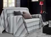 Telo Arredo Copridivano Multiuso Copritutto Cotone Modello Sharane Arredatutto - 2 Piazze - Grigio-Grigio