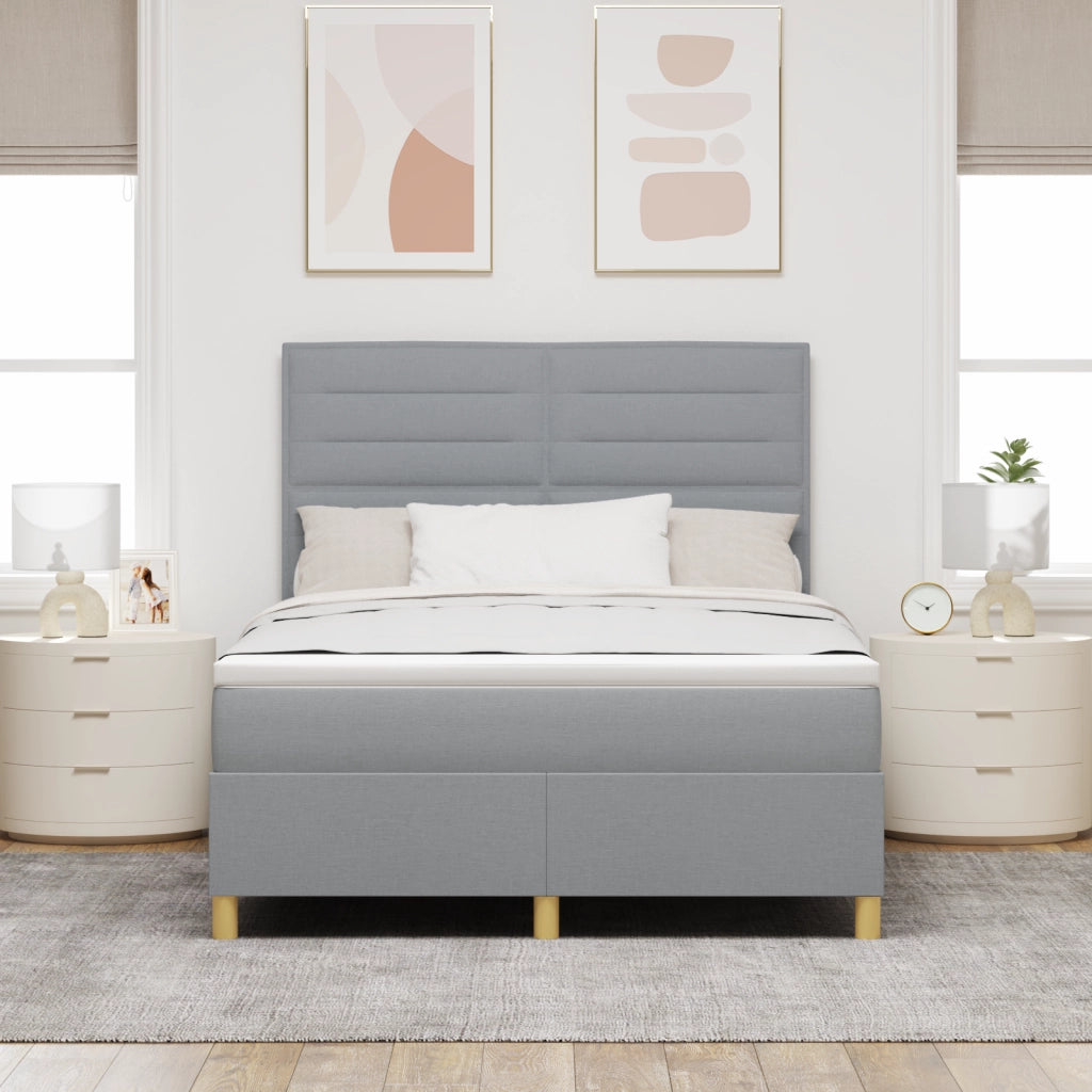 Letto a Box Spring con Materasso Grigio Chiaro 140x200 cm Tessuto
