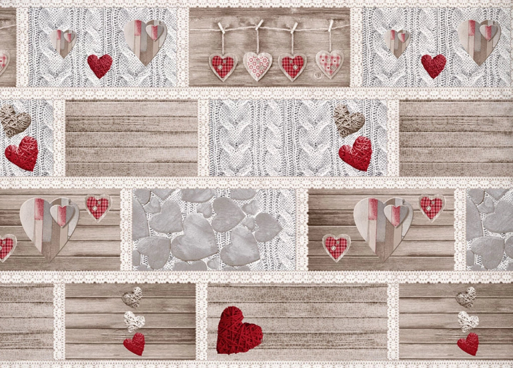 Copripiumino Sacco Piumone Pensieri Delicati Cotone Disegno Shabby Love - Matrimoniale - Rosso