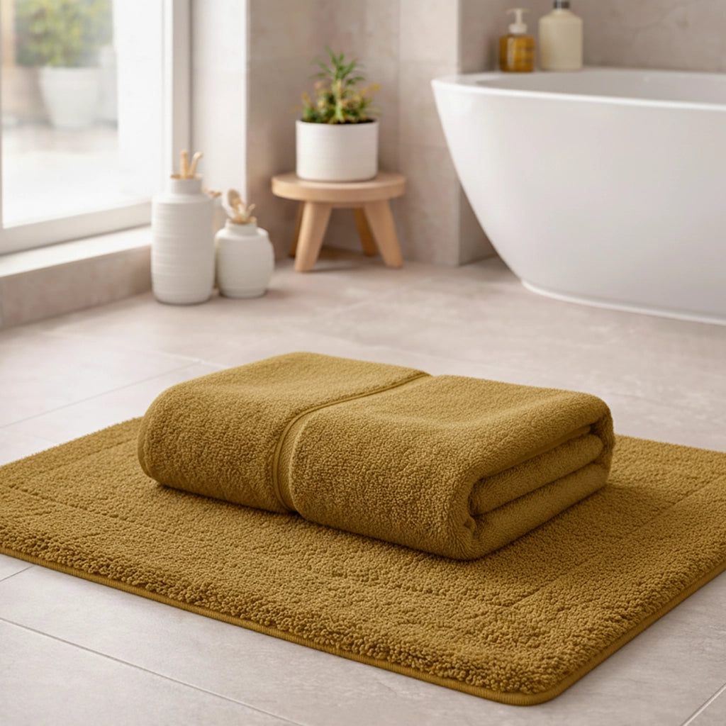 Sanamasa, Telo Bagno Sfumatura Colore Struttura Senape, Giallo Senape