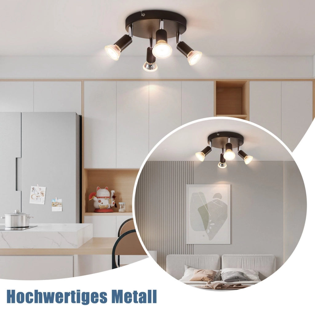 ZMH Faretto da soffitto neri 4 luci GU10 rotanti metallo stile moderno per soggiorno cucina corridoio sala pranzo