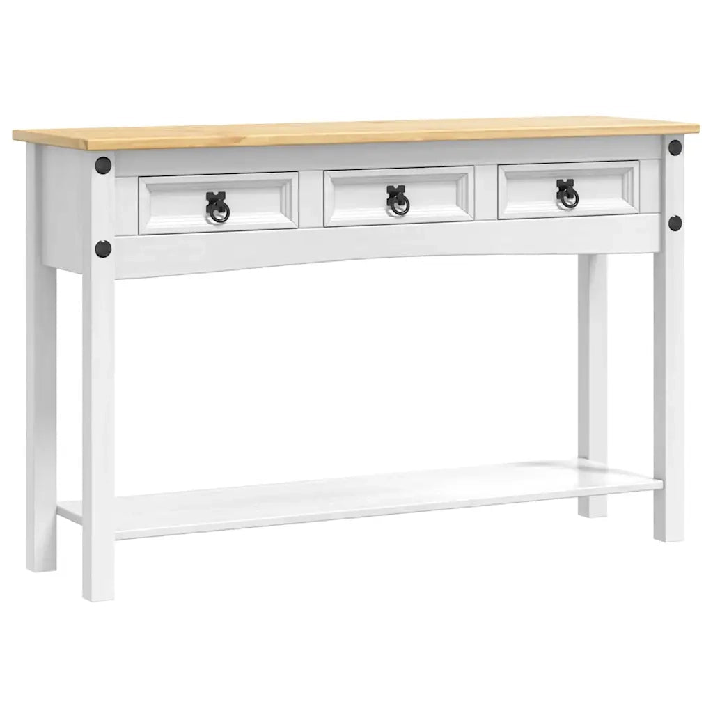 Tavolino | Tavolo laterale Corona Bianco 114 x 34,5 x 73 cm Pino massello