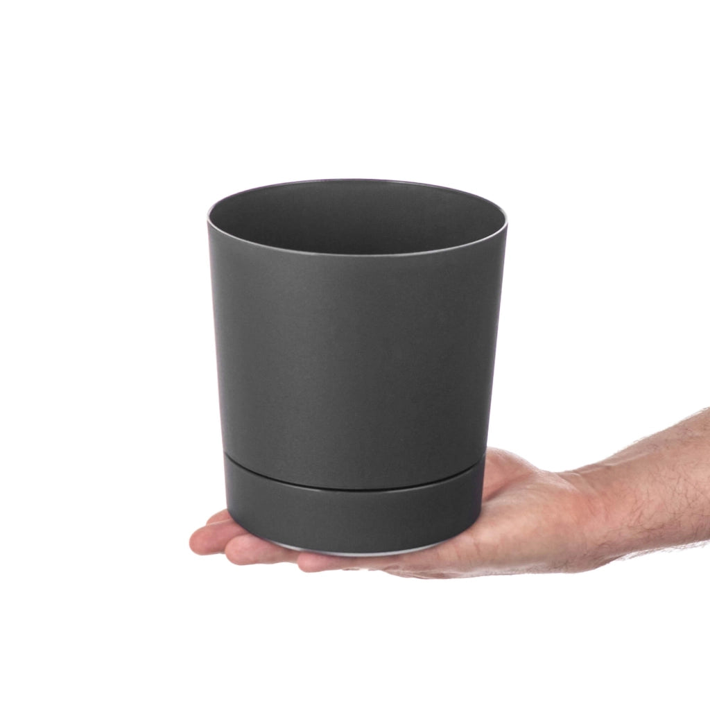 KADAX Vaso da fiori con coprivaso e sottovaso, rotondo, 14,5 cm, set da 2