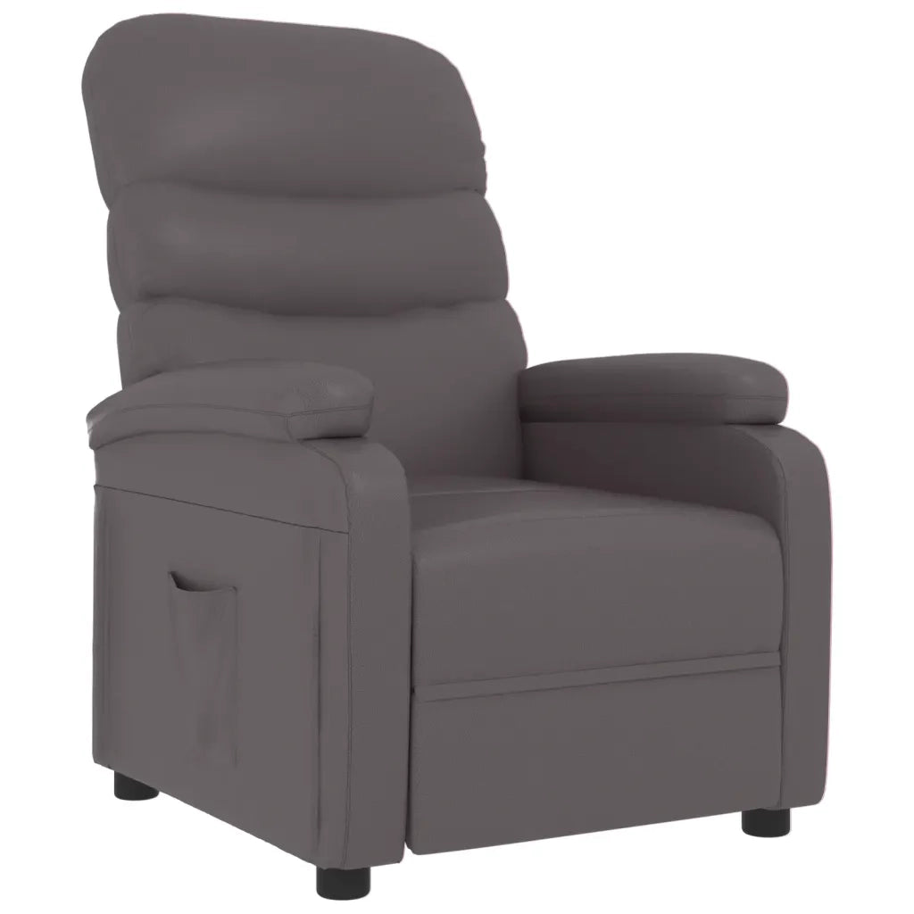 Poltrona Reclinabile Grigia in Similpelle 342689