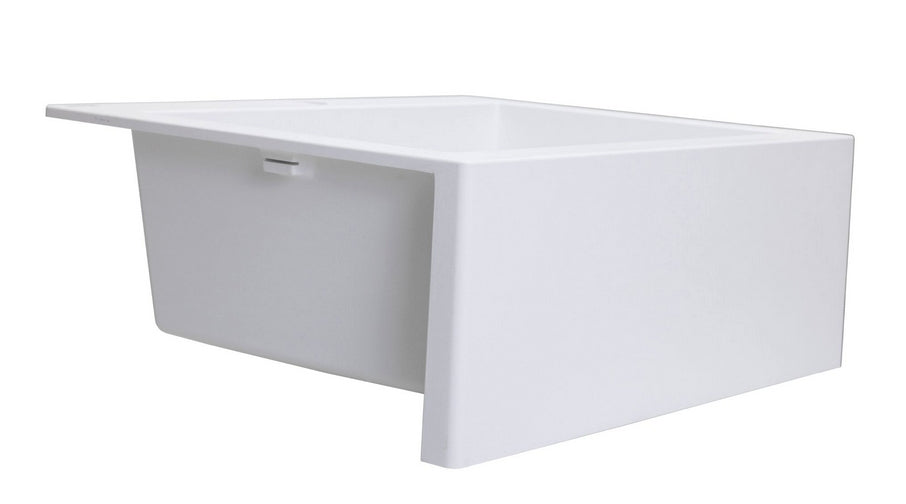 Lavello a vasca singola con grembiule – lavello ceramica 63×49 cm, sifone salvaspazio incluso