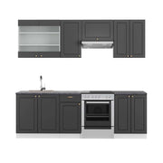 Cucina componibile Fame-Line Antracite-oro/Bianco 240 cm, PL Antracite Vicco
