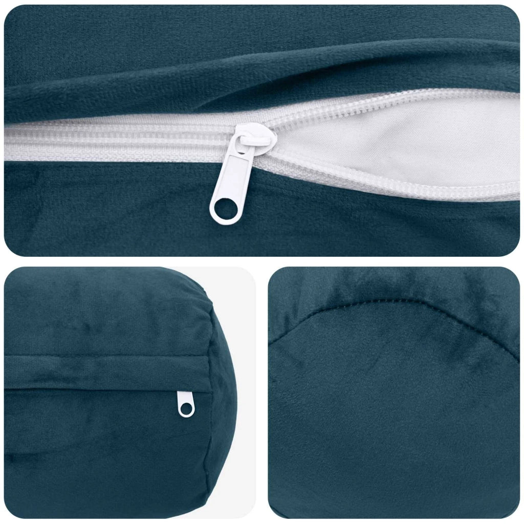 Federa 2 pcs HEERLEN Blu Ø 15 x 40 cm Velluto 923181