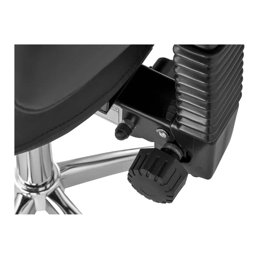 Sedia a sella con schienale in ferro cromato PVC sintetico nero 14_0003499
