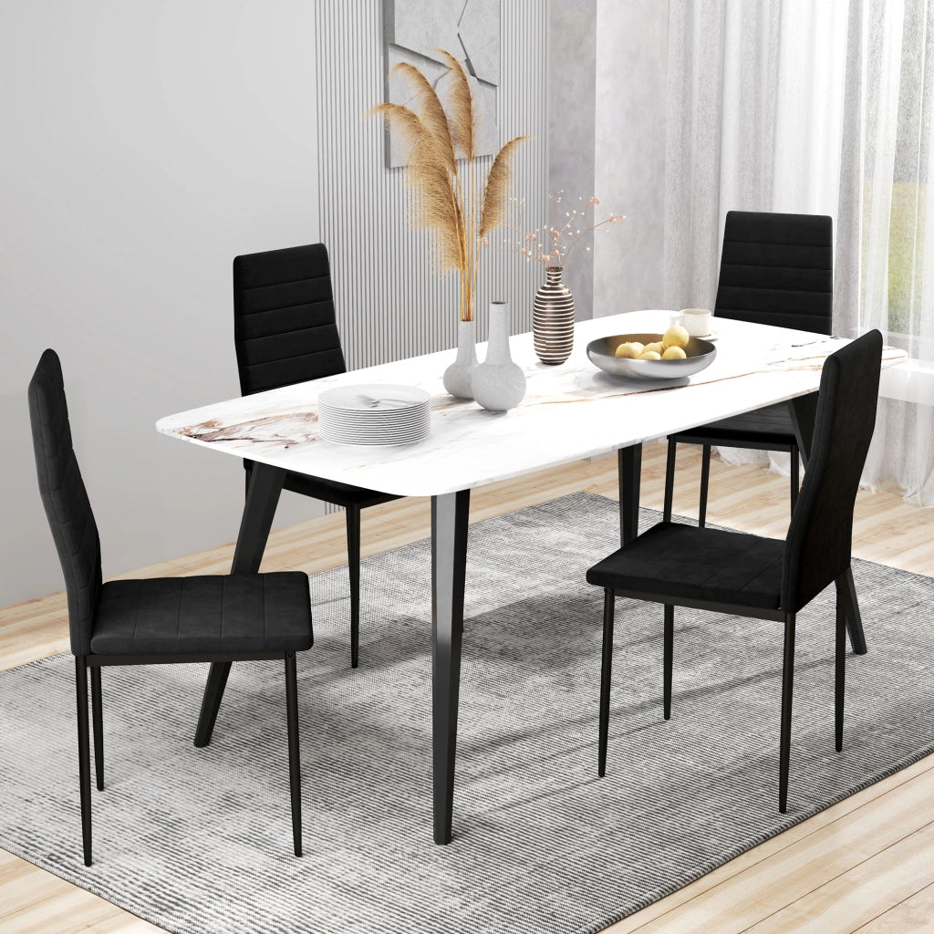 Set di 4 Sedie da Pranzo ¨C zephmum ¨C Tessuto Grigio, Struttura in Metallo