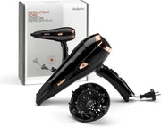 Fono - con funzione anti frizz ionica - 2000W - Creasioni - cavo retrattile - 3 impostazioni di temperatura - 2 velocità - Funzione raffreddamento - Nero -