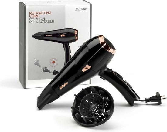 Fono - con funzione anti frizz ionica - 2000W - Creasioni - cavo retrattile - 3 impostazioni di temperatura - 2 velocità - Funzione raffreddamento - Nero -