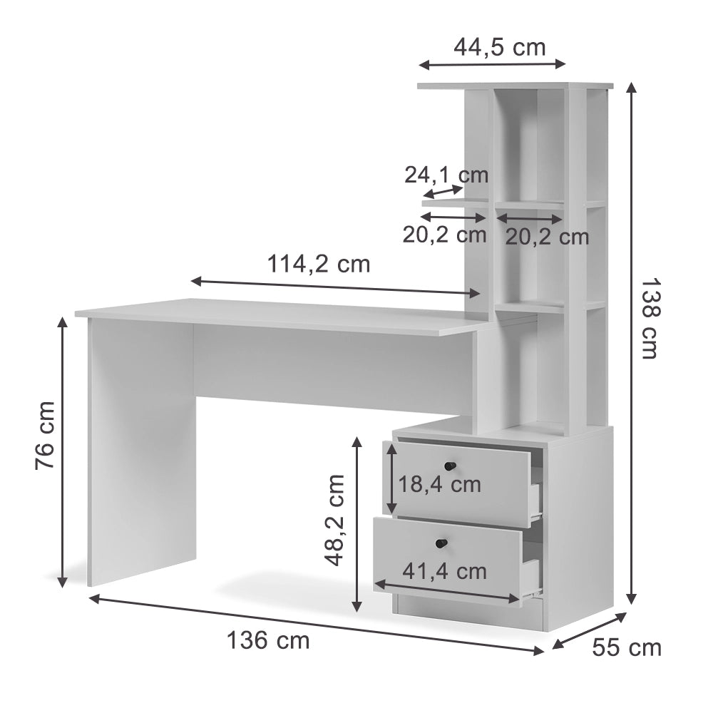 Vicco  Scrivania  Bianco  136 x 55 cm