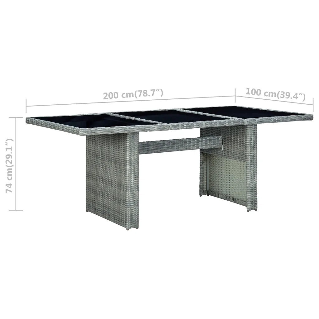 Tavolino da Giardino Grigio Chiaro Polyrattan e Vetro Temperato 313311