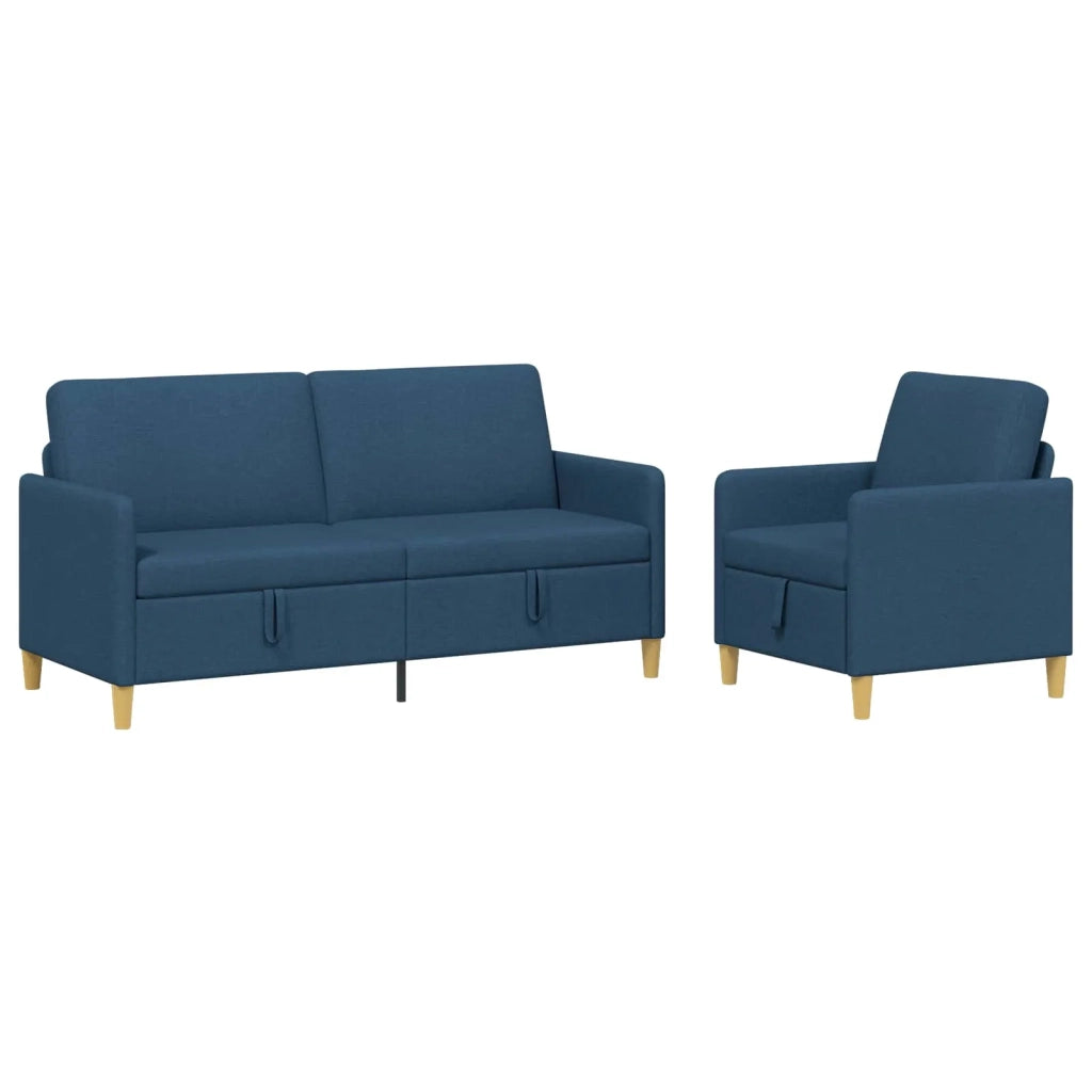 Set di Divani con Storage 2 pcs Blu Poliestere 3429212
