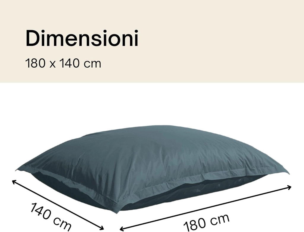 Pouf da Esterno Giardino, Tessuto Impermeabile e Anti-UV, Fodera Lavabile, Imbottitura in Schiuma Molto Confortevole - Pouf Poltrona Sacco Grande (180x140 cm, Grigio Scuro)