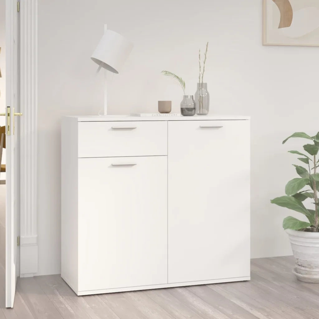 Credenza | Madia | Buffet da pranzo | Armadio da pranzo Bianca 80x36x75 cm in Legno Multistrato