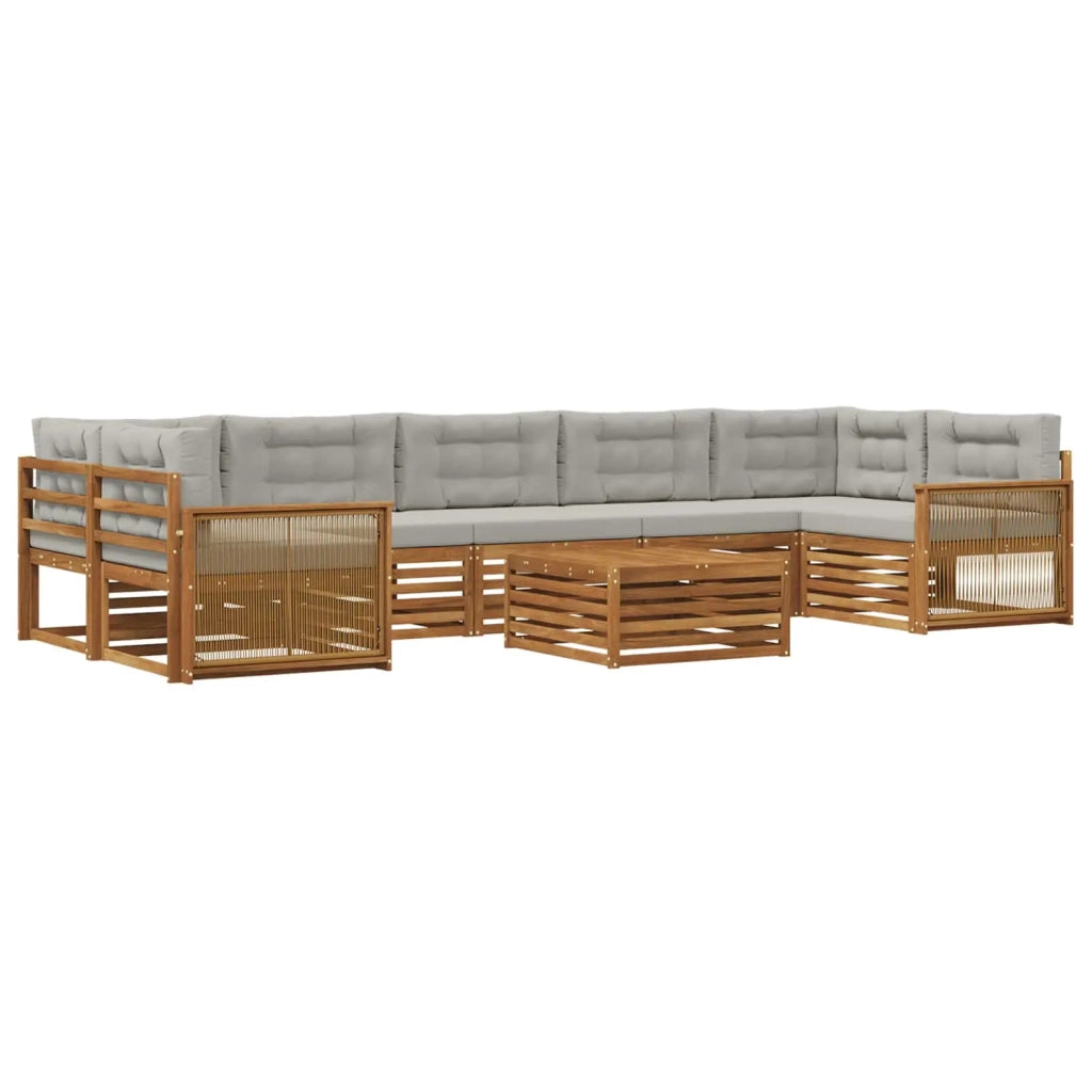 Set di divani da esterno 8 pz Naturale e Grigio Chiaro 3383149