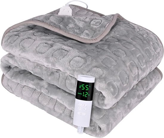 Duvetta Elettrica 160x120 cm – Duvetta Riscaldata – Elettrica – Duvetta di Calore – Riscaldamento – Per il Divano – Fleece – 230 Volt – Poltrona – Grigio