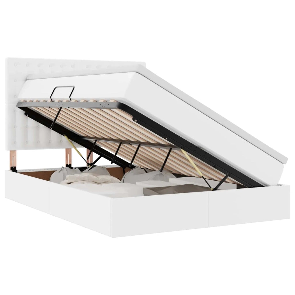 Letto con contenitore e LED con led Bianco Puro 140 x 200 cm