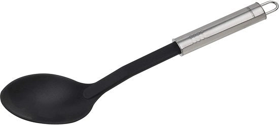 Servizio per piatti 31 cm ovale, Servizio per piatti per tegami e pentole, Aiuto di cucina in acciaio inossidabile di alta qualità e plastica (Colore: Argento/Nero), Quantità: 1 pezzo