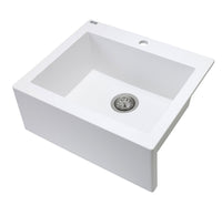 Lavello a vasca singola con grembiule – lavello ceramica 63×49 cm, sifone salvaspazio incluso