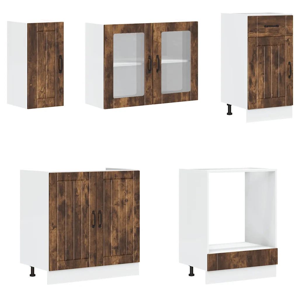 Set Mobili da Cucina 8 pz Lucca Rovere Fumo Legno Multistrato 3314806