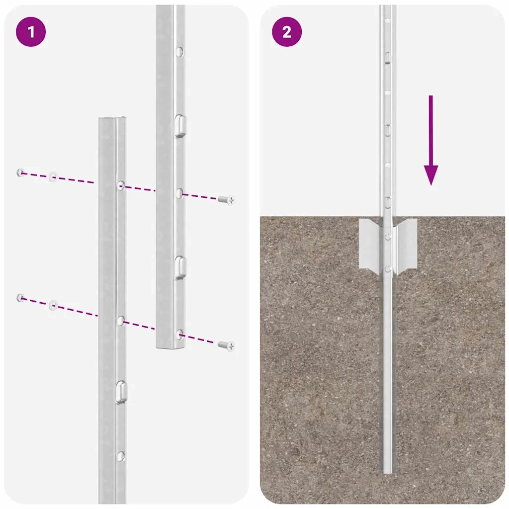 Palo della recinzione 5 pz Argento 120 cm Acciaio CFW4571055