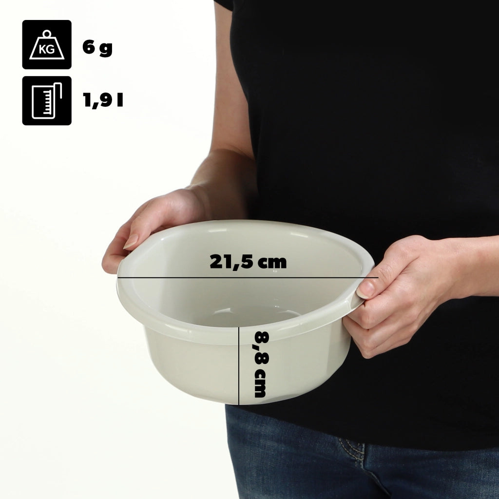 Bacinella in plastica KADAX da 1,9 litri, rotonda, con manici