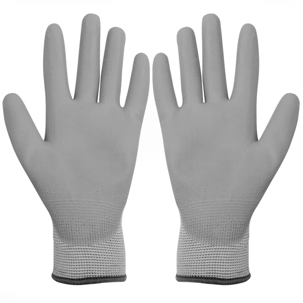 Guanti da Lavoro in PU 24 Paia Bianco e Grigio Misura 9/L 131379