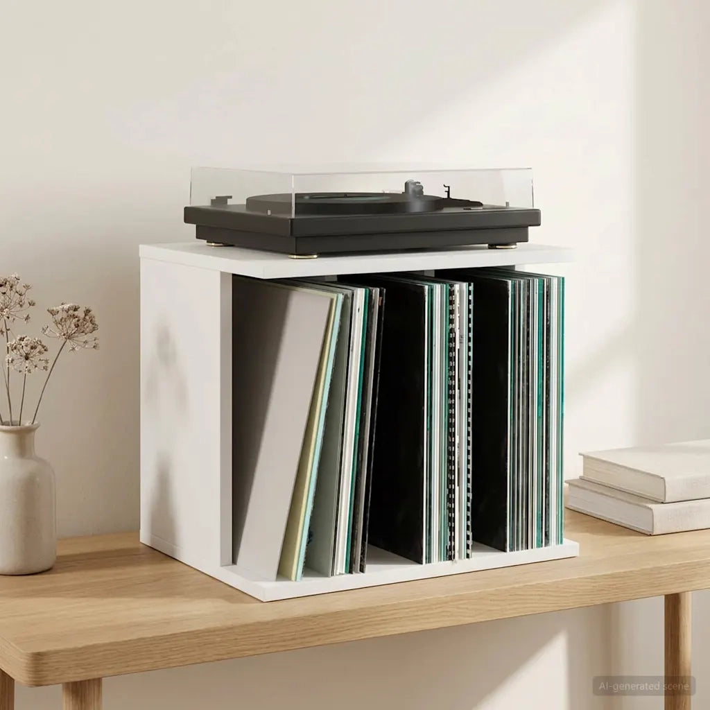 Storage per dischi in vinile Bianco 42 x 33 x 36 cm 8012834