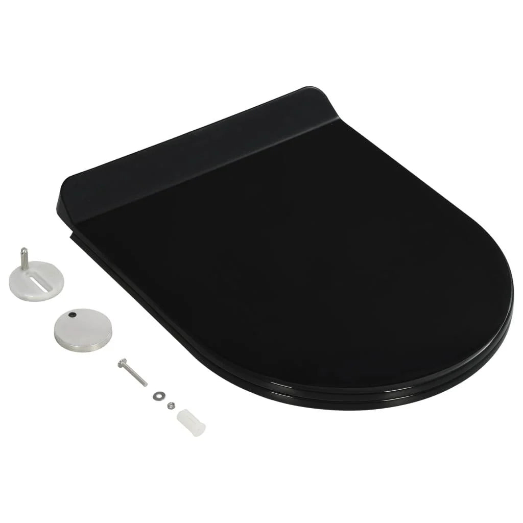 Sedile WC con chiusura ammortizzata tazza WC sedile WC bagno casa ristorante negozio hotel nero 02_0002909