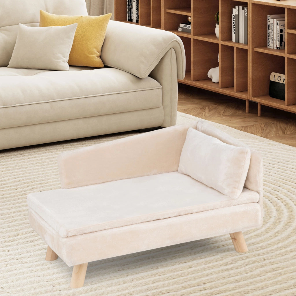 Divano letto per cani con cuscino imbottito rimovibile e morbido cuscino, Gambe in legno robuste Bianco