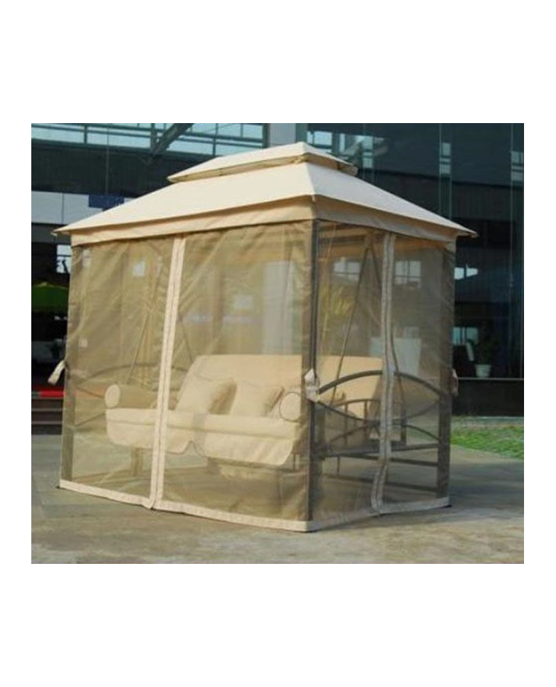 Gazebo con dondolo, letto e zanzariere 255x175x250cm da esterno in ferro Sicorage Megy