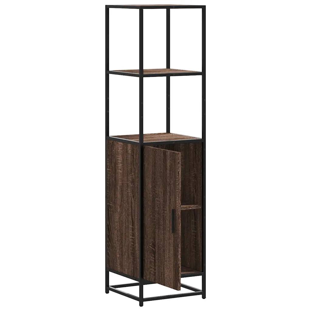 Credenza | Madia | Buffet da pranzo | Armadio da pranzo Rovere Marrone 35,5x35x139cm Legno Multistrato Metallo