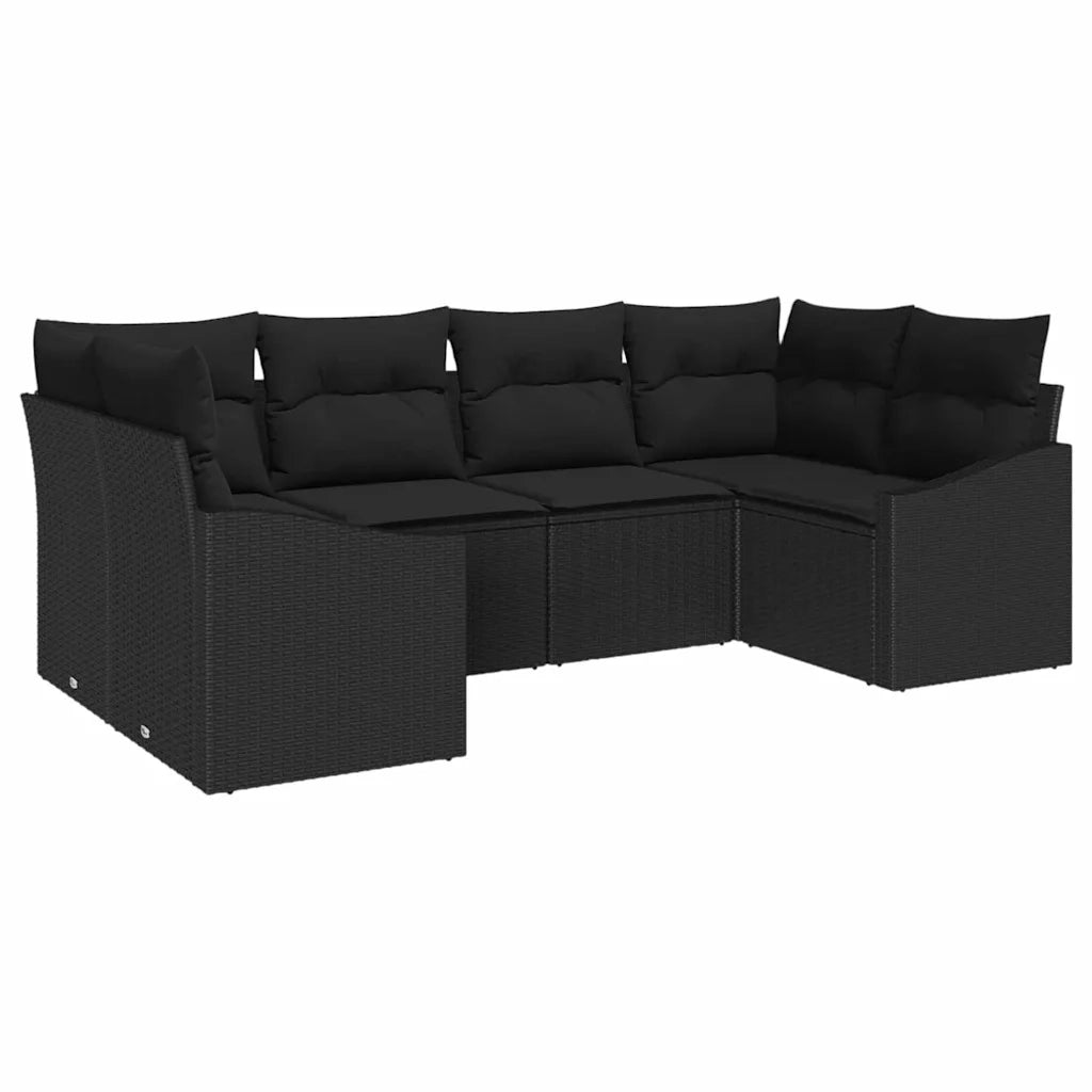 Set di divani con cuscino 6 pcs Nero polyrattan 3346863