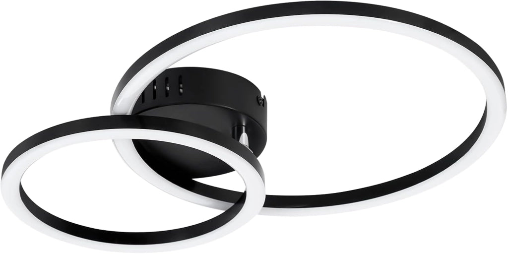 ZMH Plafoniera moderna 2 anelli LED nero 23W 4000K per soggiorno cucina camera da letto ufficio