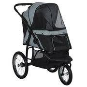 Carrello Cane Pieghevole con Protezione Sole ¨C zephmum ¨C Grigio 111x58x107 cm