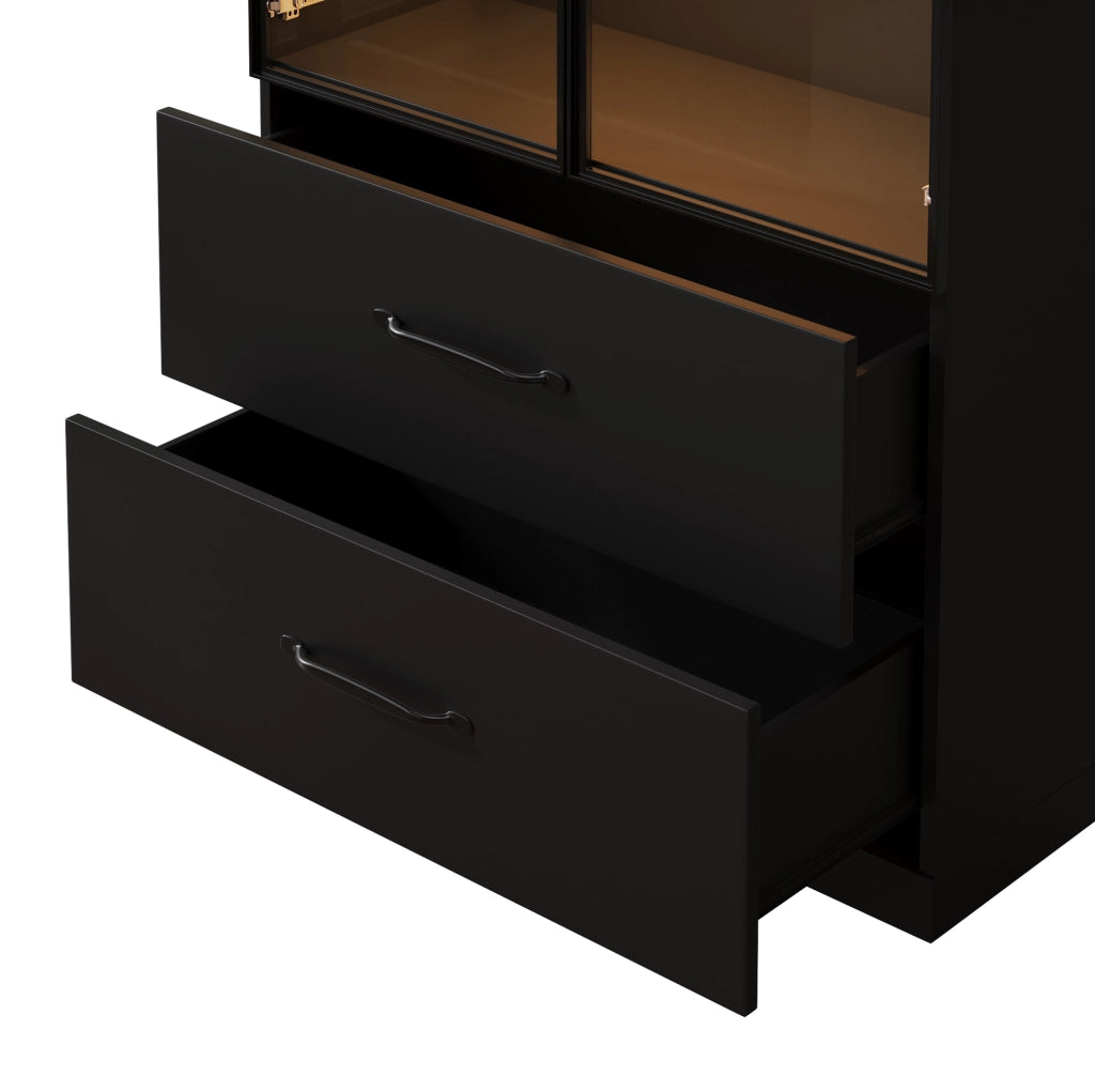 Vetrina LED nera 60x40x160 cm con 2 cassetti