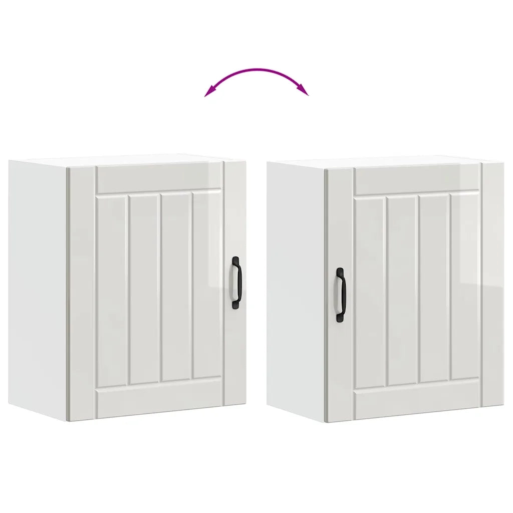 Pensili da cucina 2 pz Lucca in Legno Multistrato Bianco Lucido 853802