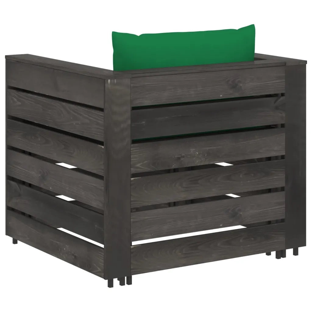 Set Salotto da Giardino 2pz | Set di Mobili da Esterno con Cuscini Legno Impregnato Grigio