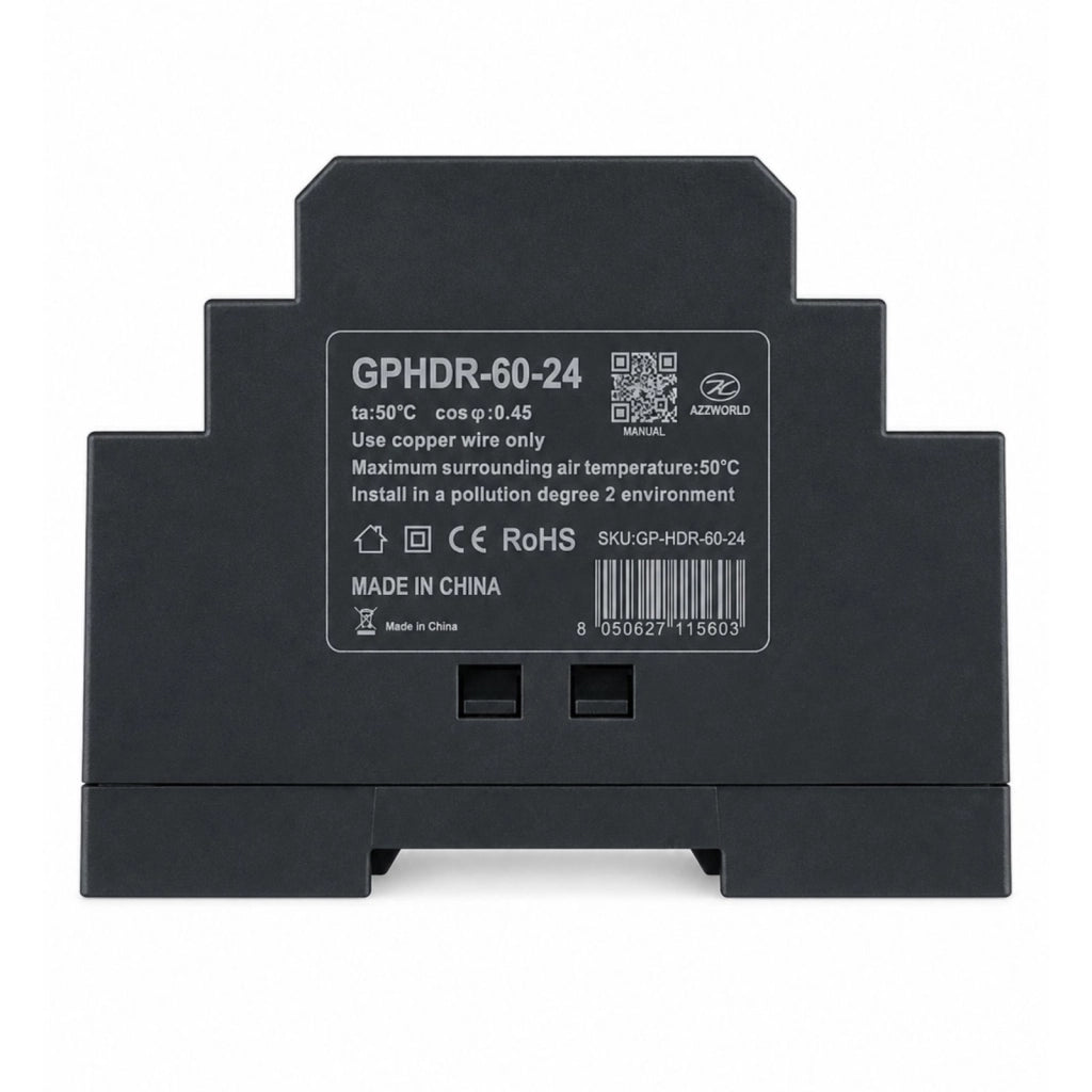 Alimentatore Trasformatore Da Guida Barra DIN 60W, 3 Moduli, Serie HDR-60, Disponibili DC 12V 24V (DC 24V)