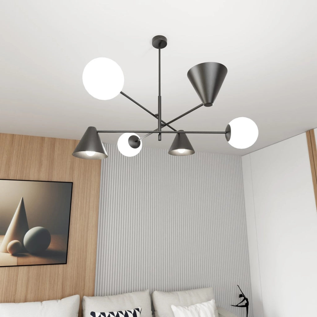 Lampada a sospensione HERMES in acciaio nero e vetro