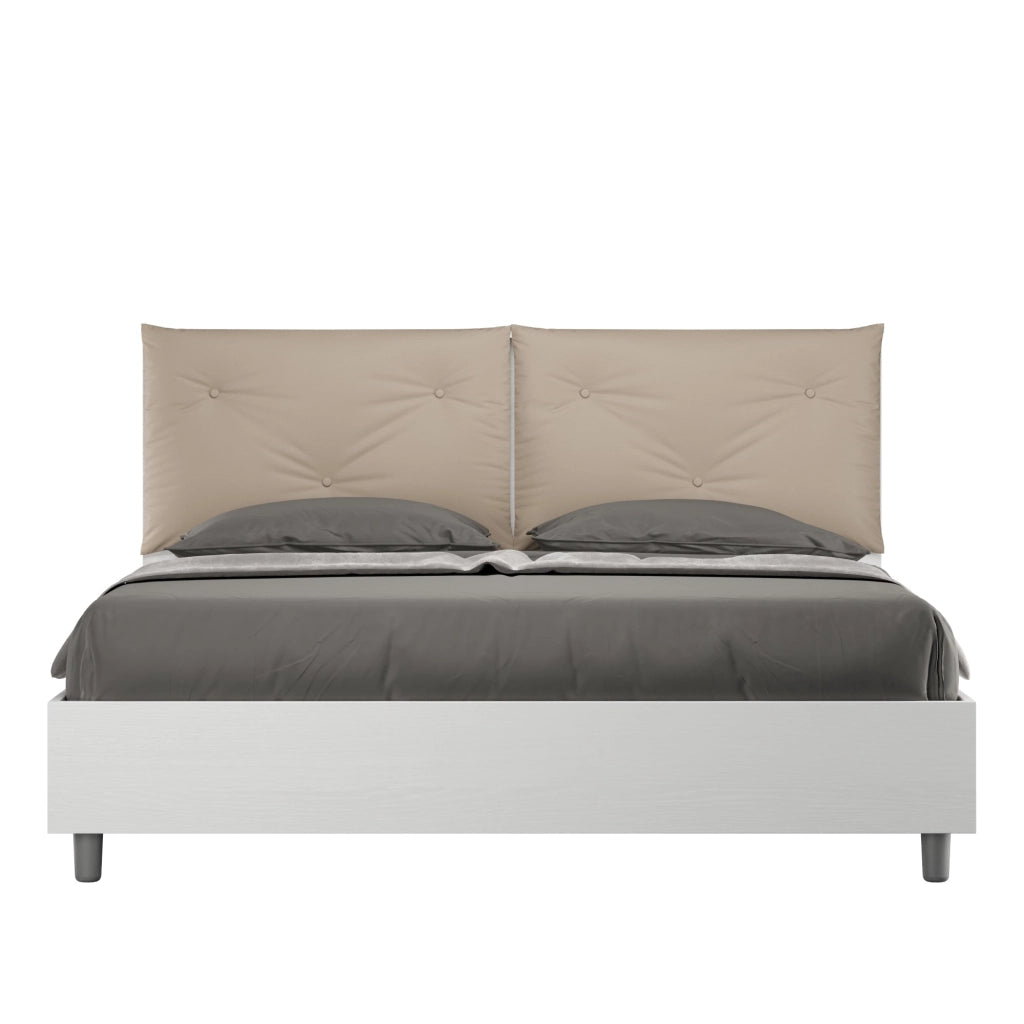 Letto Matrimoniale 160x190 cm con Rete e Contenitore Appia Egos Tortora