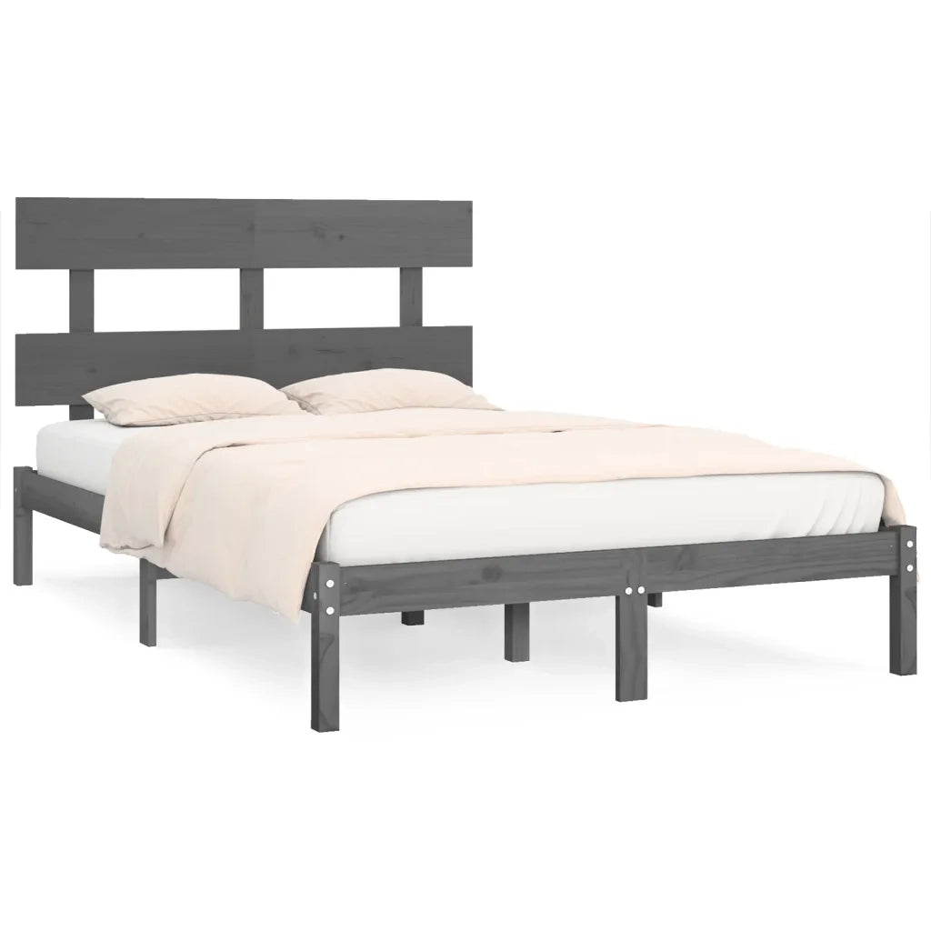 Giroletto-Struttura Letto Grigio in Legno Massello 200x200 cm 849708