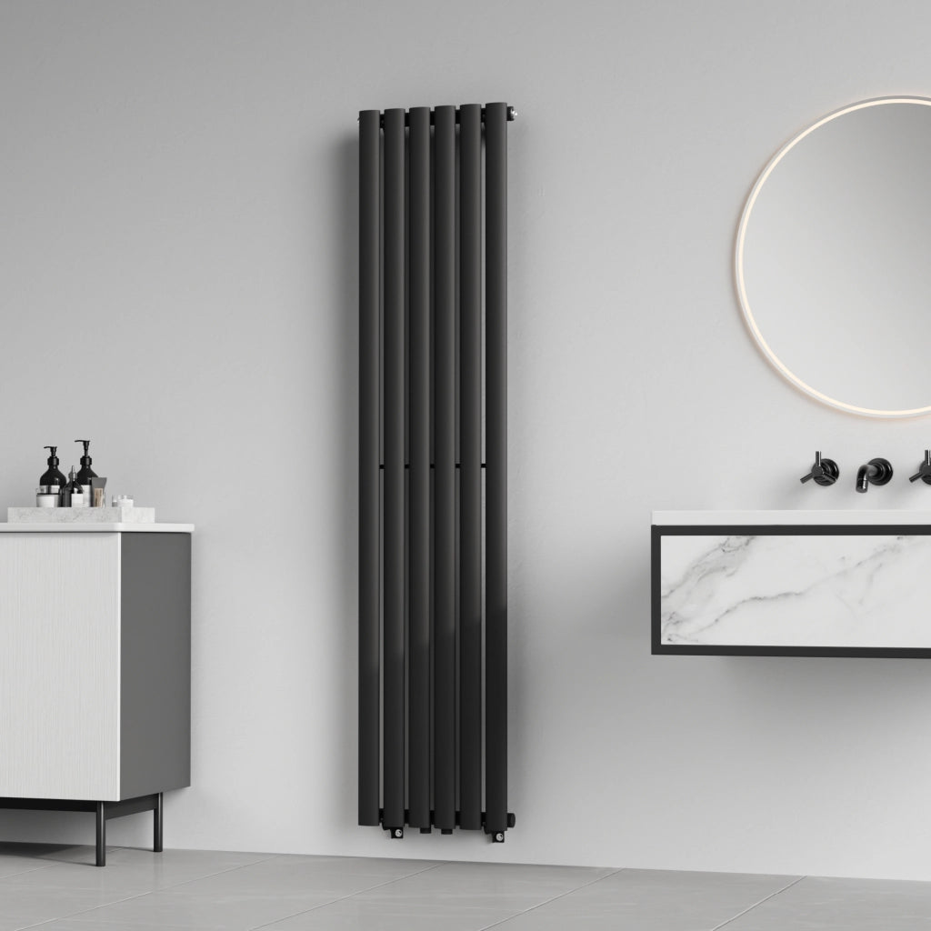 Termosifone Nore ad Acqua Calda Pannello Singolo con Elementi Tubolari 160 x 36 cm Nero [neu.haus]