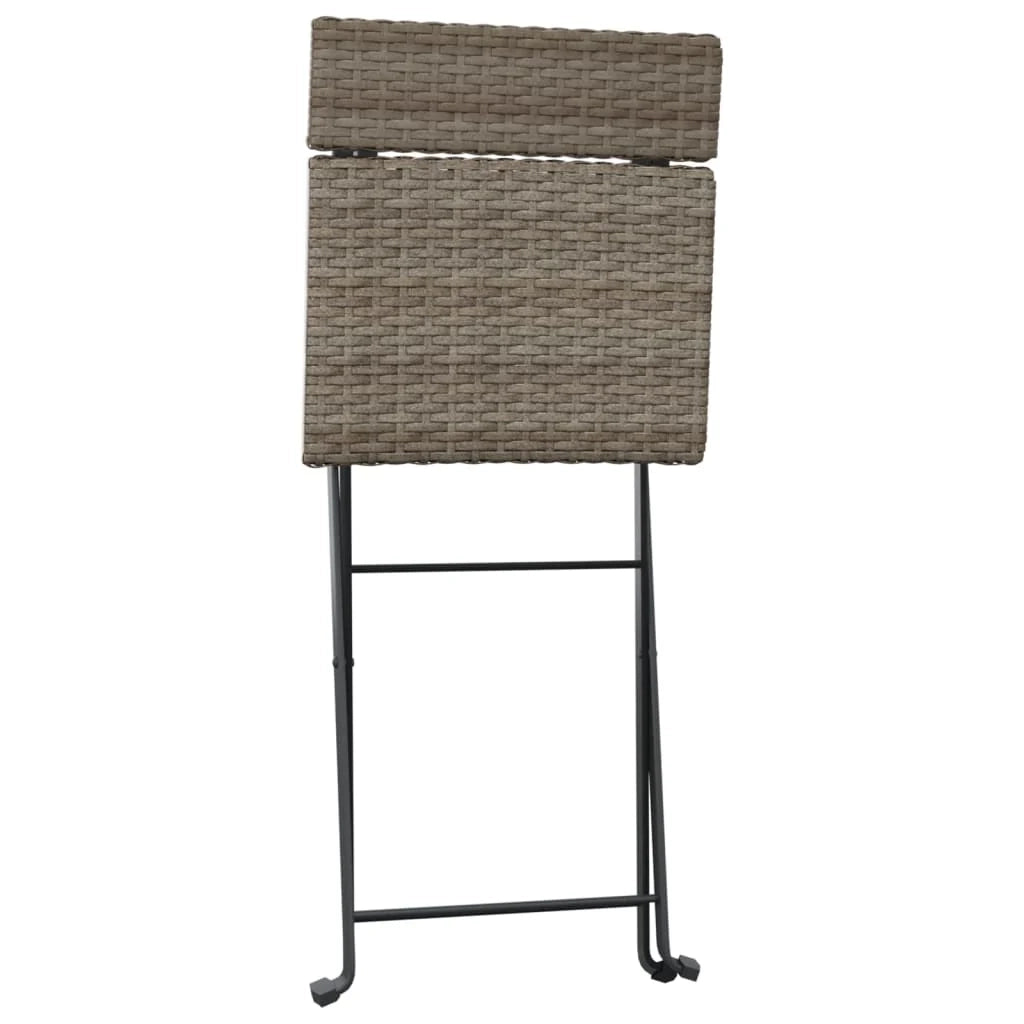 Set da bistrot da giardino pieghevole da 3 pezzi mobili da esterno per patio resina intrecciata grigia 02_0013544