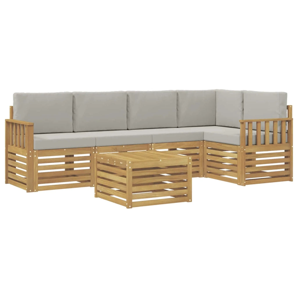 Set di divani da esterno 6 pcs Bianco e Grigio Chiaro